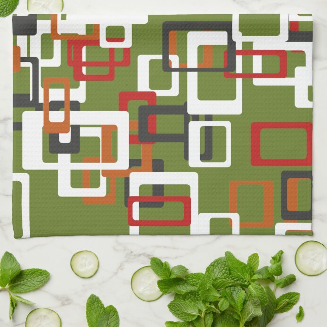 Mid Century Atomic Kitchen Towels (Folded)