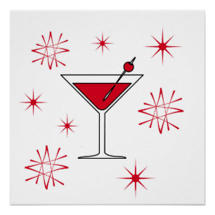 Mid-Century Atomic Martini Art Print