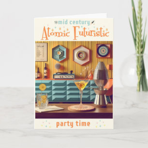 Mid Century Atomic Retro Futuristic Party Room Card