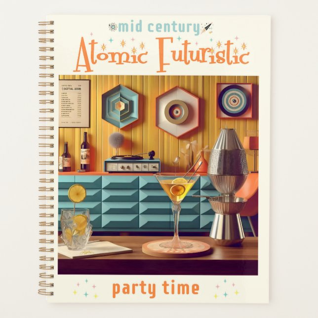 Mid Century Atomic Retro Futuristic Party Room Planner (Front)