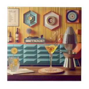 Mid Century Atomic Retro Futuristic Party Room Tile