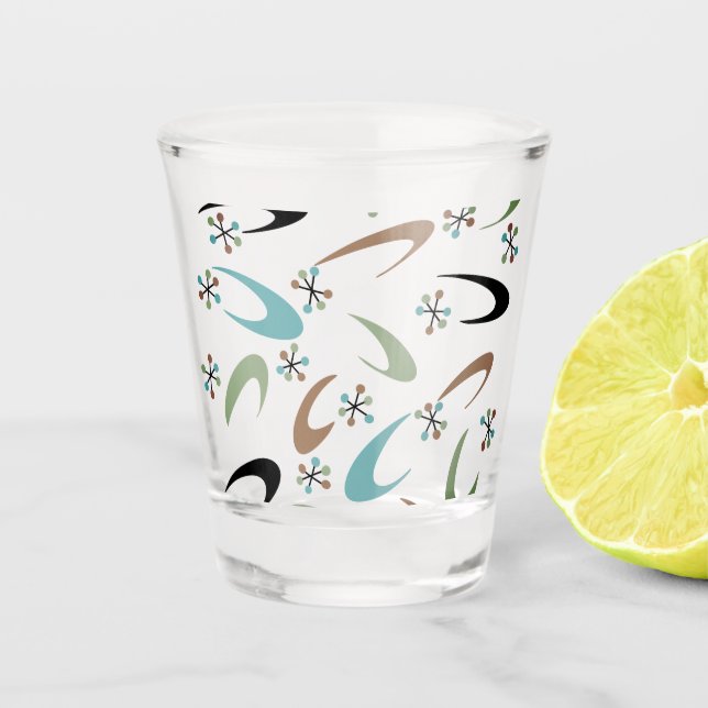 Mid-Century Atomic Shot Glass (Front)
