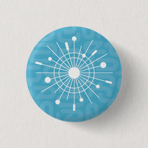 Mid Century Atomic Snowflake Christmas MOD 3 Cm Round Badge