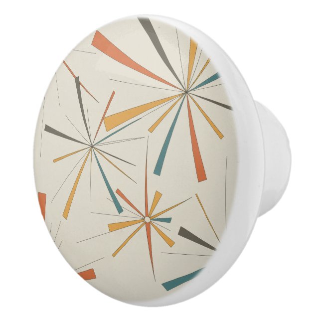 Mid Century  Atomic Starburst Geometric Retro Ceramic Knob (Right)