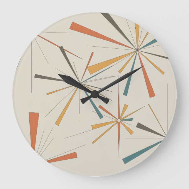 Mid Century  Atomic Starburst Geometric Retro Large Clock (Front)