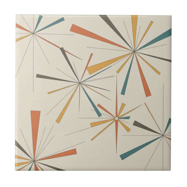 Mid Century  Atomic Starburst Geometric Retro Tile (Front)