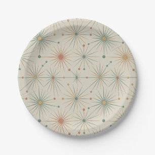 Mid Century  Atomic Starburst Modern Retro Paper Plate