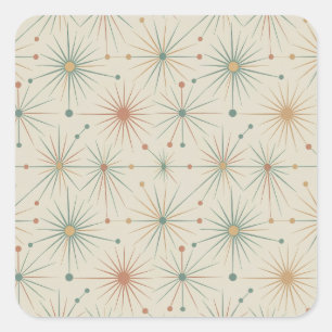 Mid Century  Atomic Starburst Modern Retro Square Sticker