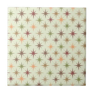 Mid Century Atomic Starbursts in Neutral tones  Tile