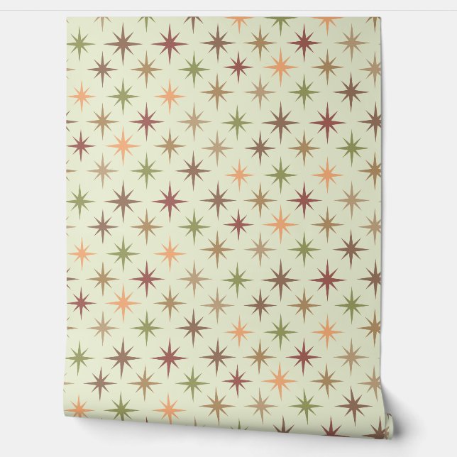 Mid Century Atomic Starbursts in Neutral tones  Wallpaper (Unrolling)