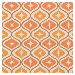 Mid Century Atomic Starbursts on Orange Ogee Fabric