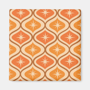 Mid Century Atomic Starbursts on Orange Ogee Magnet