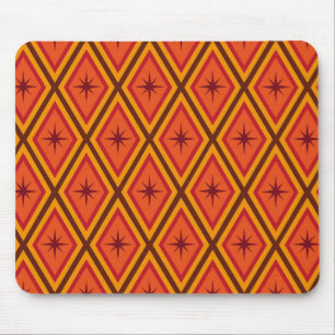 Mid Century Atomic Starbursts on retro diamonds  Mouse Mat