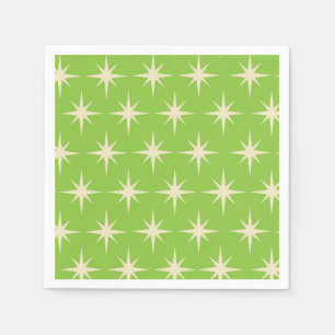Mid Century Atomic Stars on Lime Green Pattern Napkin