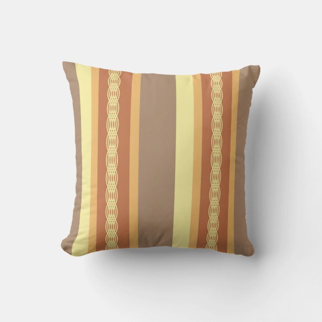 Mid-Century awning stripe - Earth neutrals Cushion (Front)