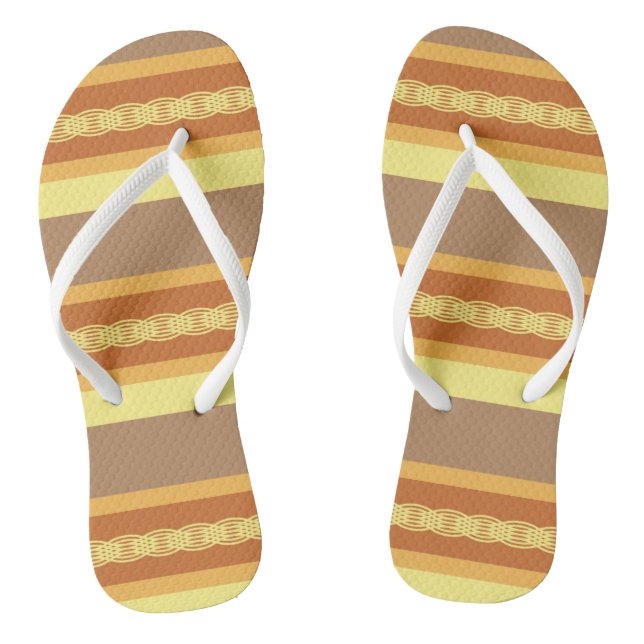Mid-Century awning stripe - Earth neutrals Flip Flops (Footbed)