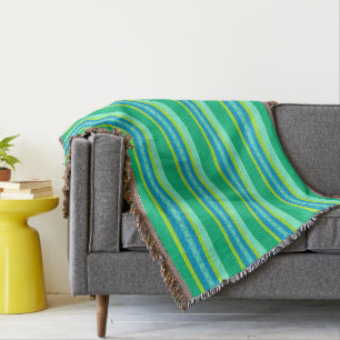 Mid-Century awning stripe - jade green Throw Blanket