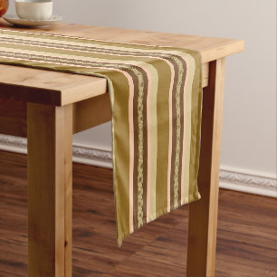 Mid-Century awning stripe - tan and peach Short Table Runner