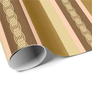 Mid-Century awning stripe - tan and peach Wrapping Paper