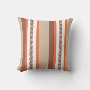 Mid-Century awning stripe - taupe and coral Cushion