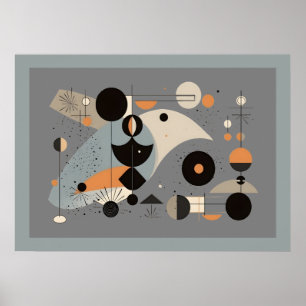 Mid-Century Bauhaus Whimsical Geometric Shapes Poster