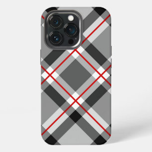 Mid-Century Bias Plaid, Black, White, Grey and Red iPhone 13 Pro Case