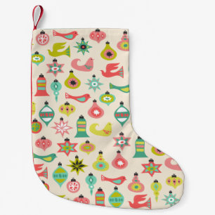 Mid Century Birds and Ornaments Holiday Stocking