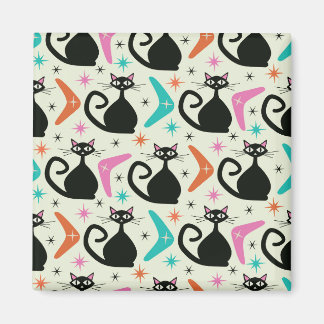 Mid Century Black Atomic Cats with Boomerangs  Magnet