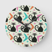 Mid Century Black Atomic Cats with Boomerangs 