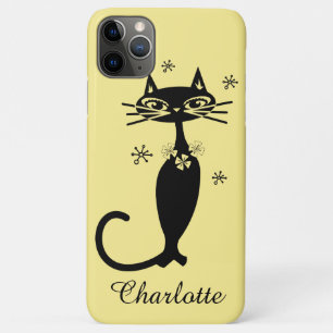 Mid Century Black Cat And Gold Background iPhone 11 Pro Max Case