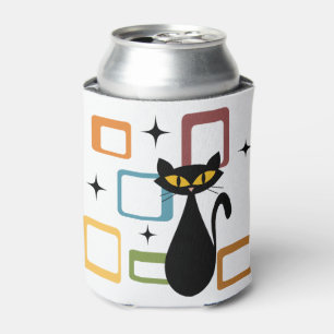 Mid Century black cat Can Cooler