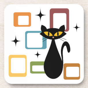 Mid Century black cat Coaster