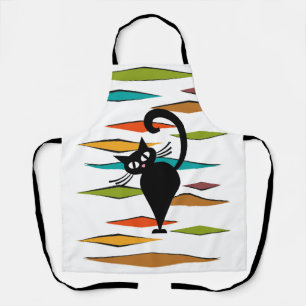Mid Century black cat design Apron