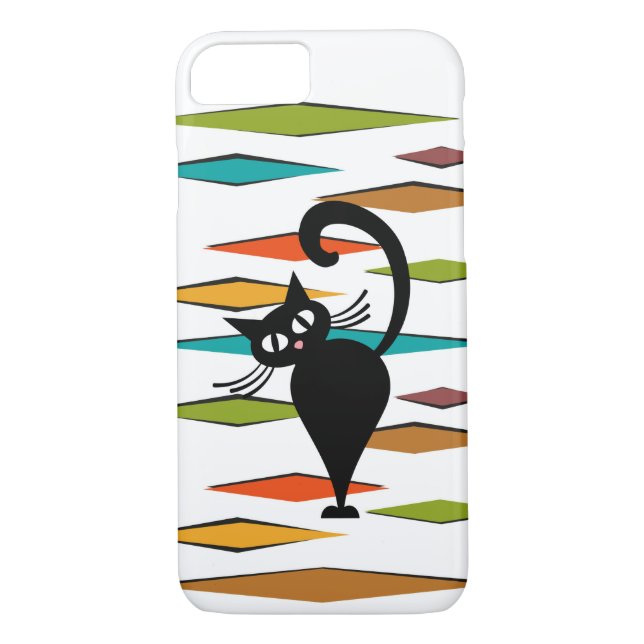 Mid Century black cat design Case-Mate iPhone Case (Back)