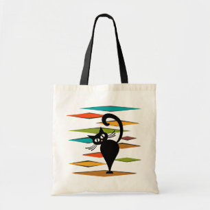 Mid Century black cat design Tote Bag