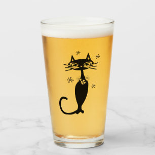 Mid Century Black Cat Glass