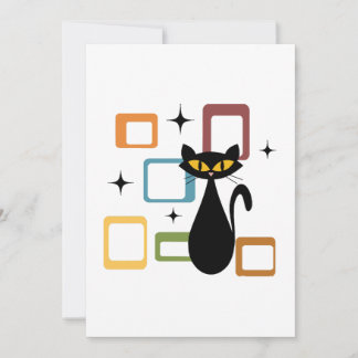 Mid Century black cat Holiday Card