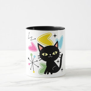 Mid Century black cat Mug