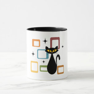Mid Century black cat Mug