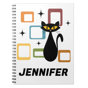 Mid Century black cat Notebook