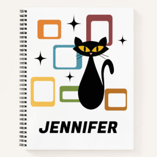Mid Century black cat Notebook