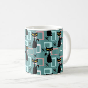 Mid Century black cat pattern Coffee Mug