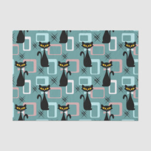 Mid Century black cat pattern Tissue Paper
