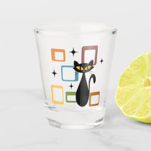 Mid Century black cat Shot Glass