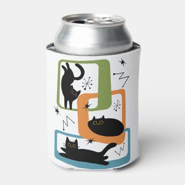 Mid Century black cats Can Cooler (Can Front)