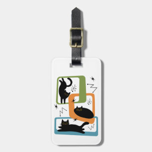 Mid Century black cats Luggage Tag