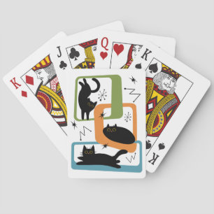 Mid Century black cats Playing Cards