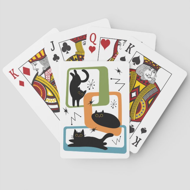 Mid Century black cats Playing Cards (Back)