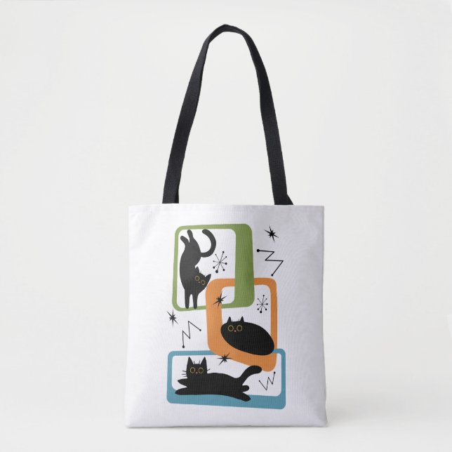 Mid Century black cats Tote Bag (Front)