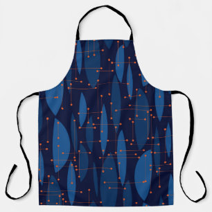 Mid-Century Blue Atomic Seamless Pattern Apron